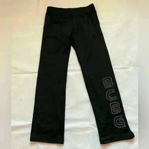 BCBG black leather detail pants flare leg Y2K M